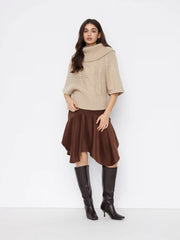 Cable Knit Wool-blend Turtleneck Mid-length Sleeve Oversized Top