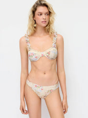 Sweetheart Underwire Cheeky Pleated Floral Bikini Set