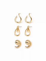 3 PAIRS GEOMETRIC STUD EARRINGS SET