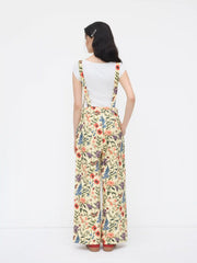 Cotton Square Neck Floral Pocket Wide Leg Jumpsuit