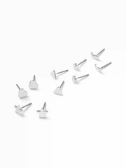 5 PAIRS HEART & MOON & STAR STUD EARRINGS SET