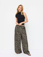 Leopard Low Rise Pull-On Wide Leg Pant
