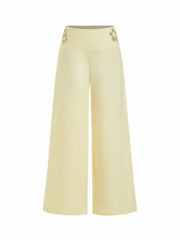 Linen-blend Mid Rise Floral Graphic Cut Out Straight Leg Trousers