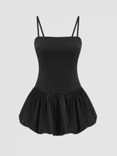 Collarless Solid Bubble Hem Cami Mini Dress