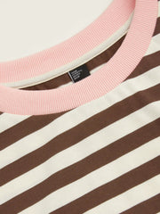 Cotton-blend Round Neckline Stripe Tee Curve & Plus