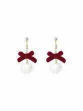 BOWKNOT DECOR POM POM DROP EARRINGS