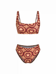 Square Neck Abstract Graphic Tankini & Cheeky Bikini Set