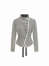 Cotton-blend Gingham Peter Pan Collar Broderie Anglaise Bowknot Blouse
