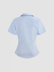 Cotton-blend Polo Striped Short Sleeve Shirt
