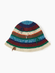 MULTI-COLOR BOW & STRIPE KNITTED BUCKET HAT