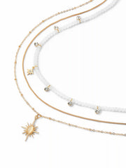 STAR & RHINESTONE & BEADED LAYERED NECKLACE