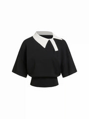 Knit Colorblock Oversized Short Sleeve Top