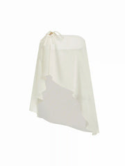 Chiffon Asymmetrical Neck Bowknot Wooden Bead Oversized Cover Up Set