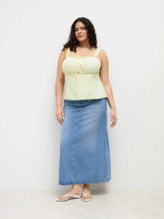 Square Neck Ruched Tie Front Tank Top Curve & Plus