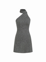 Cable Knit Halter Neck Bobycon Mini Dress