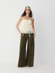 Lace Ruched Bandeau Top