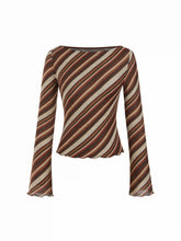 Boat Neck Bell Sleeve Striped Top