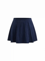Corduroy Mid Rise Pleated Mini Skirt Curve & Plus
