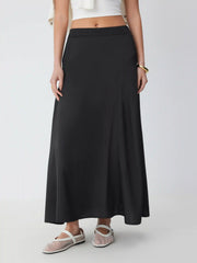 Satin Mid Rise A-line Midi Skirt