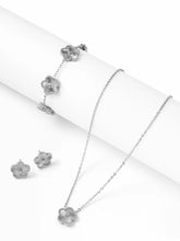 3PCS FLOWER EARRINGS & BRACELET & NECKLACE SET