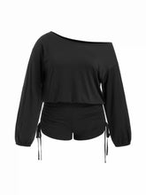 Asymmetrical Neck Drawstring Romper Curve & Plus