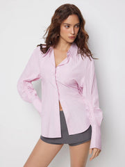 Stripe Leg-of-mutton Sleeve Blouse