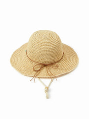 GEMSTONE DECOR LACE-UP STRAW HAT
