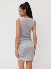 Star Glitter Ruched Mini Dress