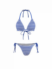 Solid Smocked Triangle Bikini Set