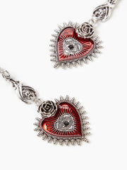 Eye Pattern Rosette Decor Heart Shaped Hoop Earrings