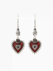 Eye Pattern Rosette Decor Heart Shaped Hoop Earrings