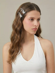 2PCS BUTTERFLY LIQUID METALLIC HAIR CLIPS