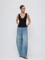 Cotton-blend High Stretch V-neck Tank Top