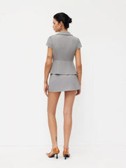 Linen-blend Collar Short Sleeve Blazer