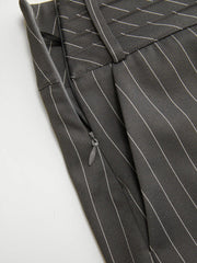 Low Rise Striped Button Detail A-line Mini Skirt