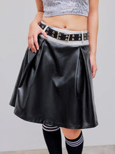 Faux Leather High Rise Contrasting Binding Midi Skirt