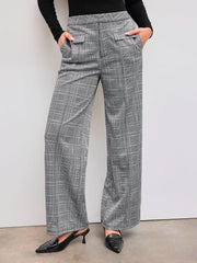 Mid Rise Check Pocket Straight Leg Trousers