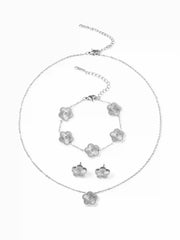 3PCS FLOWER EARRINGS & BRACELET & NECKLACE SET