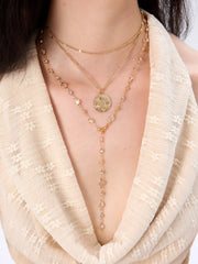 RHINESTONE & SUN & MOON PENDANT LAYERED NECKLANCE
