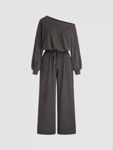 Asymmetrical Neck Drawstring Oversized Jumpsuit