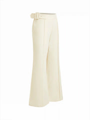 Low Rise Side Buckle Flared Trousers