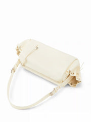 DOUBLE POCKETS FAUX LEATHER SHOULDER BAG