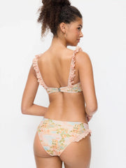 Sweetheart Fruit Graphic Broderie Anglaise Bowknot Underwire Low Rise Cheeky Bikini Set