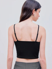Woven Solid Lace Crop Tank Top
