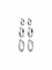 3 PAIRS TEXTURED HOOP EARRINGS SET