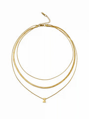 18K GOLD PLATED STAINLESS STEEL LETTER LAYERED NECKLACE