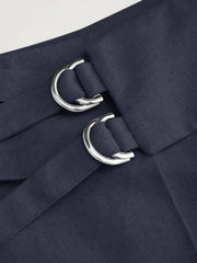 Linen-blend Low Rise Metal Detail Bermuda Shorts