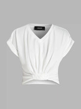 V-neck Solid Ruched Crop Top