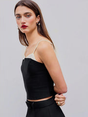 Contrasting Binding Patchy Crop Cami Top