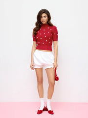 Knit Heart High Neck Top